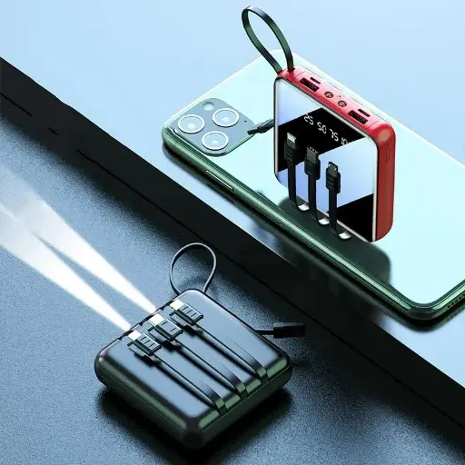 10,000mAh Power Bank with built-in cables 